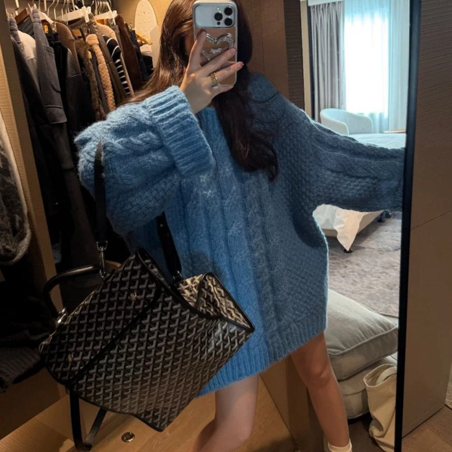 慵懒风麻花宽松圆领大版毛衣女厚
