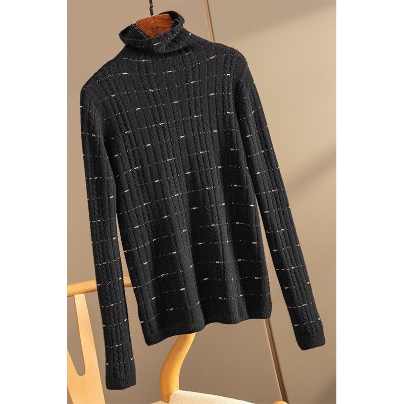 高级感轻奢高领毛衣女秋冬温柔慵懒宽松堆堆领针织衫打底内搭上衣