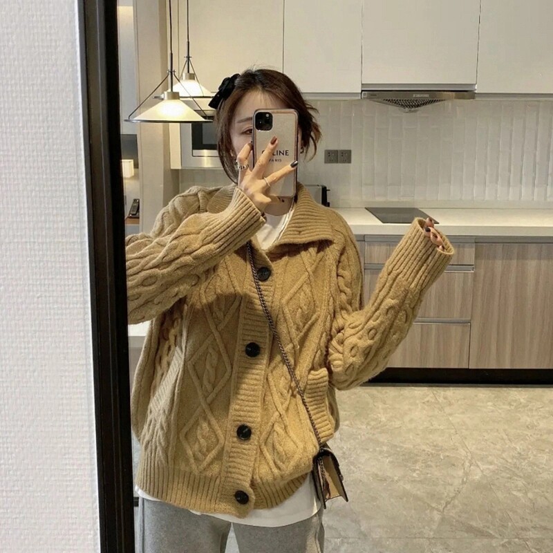 港味气质百搭慵懒风毛衣外套女