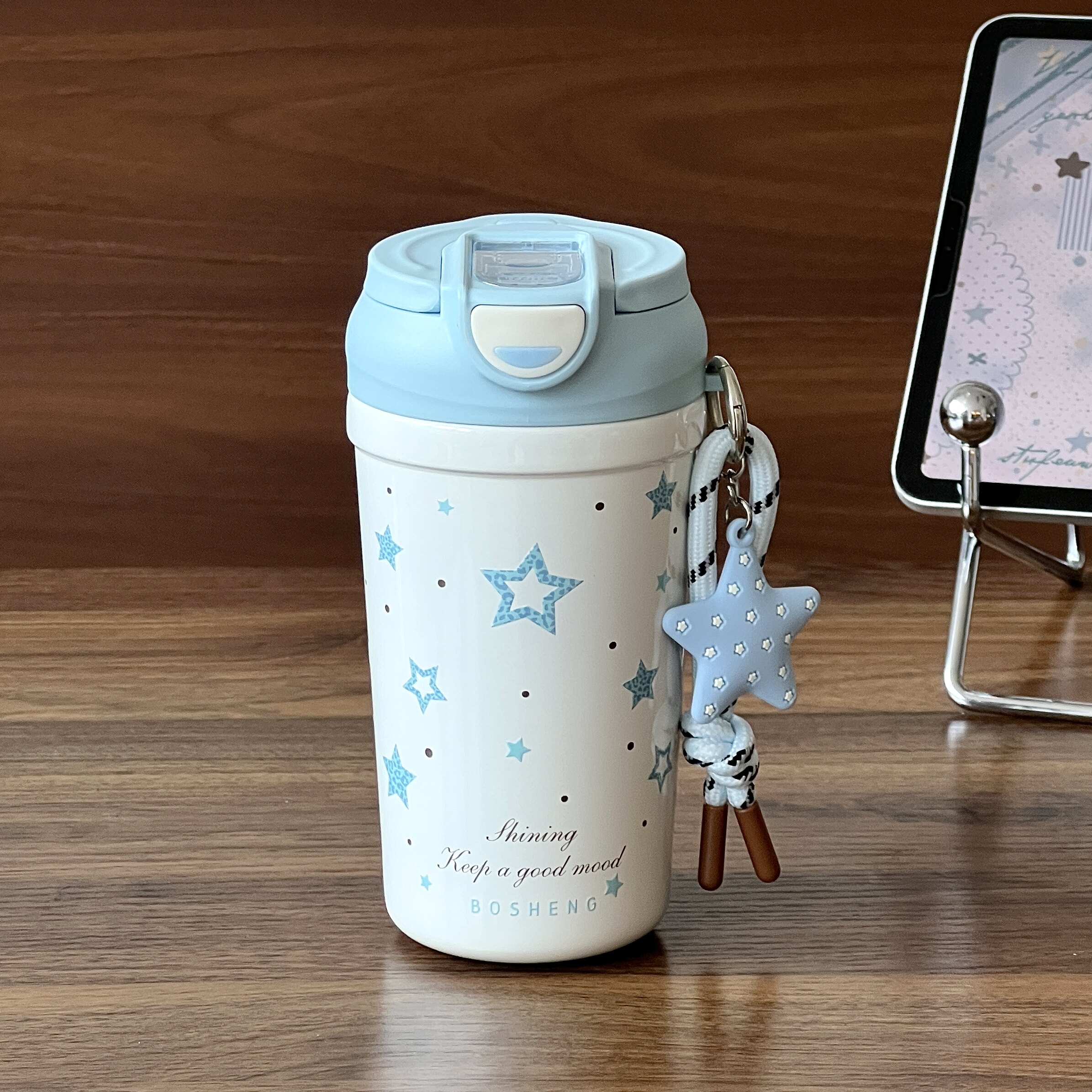 星星保温杯女生高颜值2026新款学生可爱水杯带吸管手提杯子便携