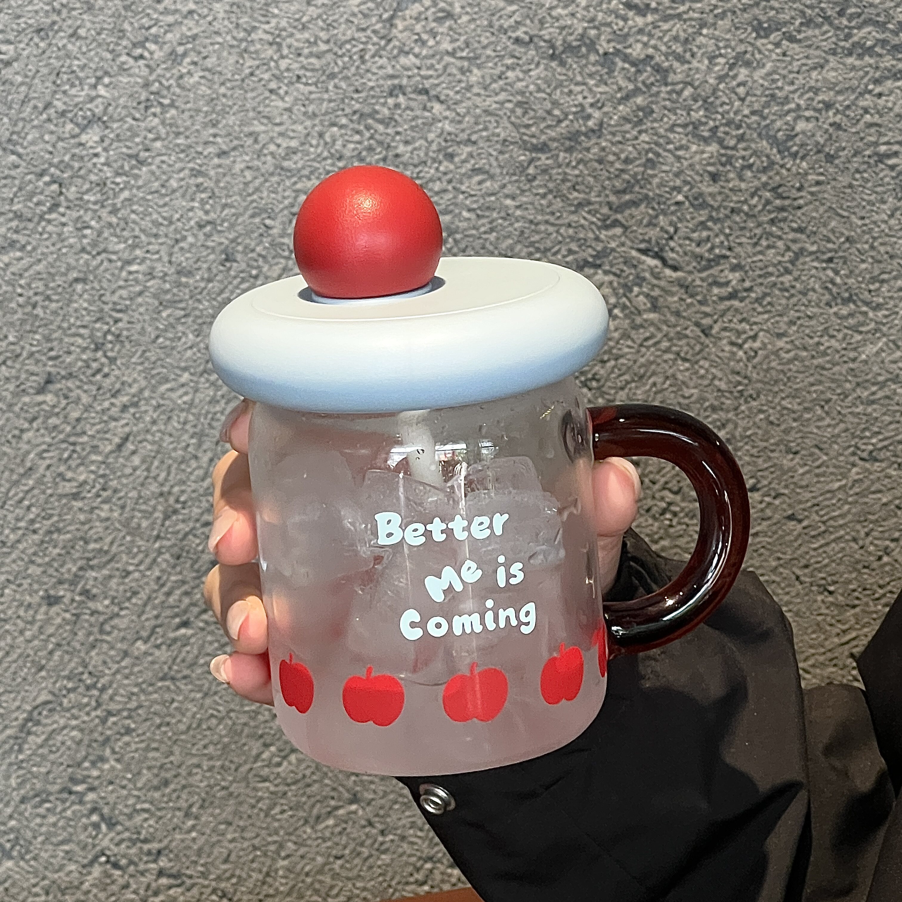 可爱苹果水杯女生高硼硅玻璃杯图片