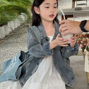 女中大童休闲外套春装新中式牛仔衣女童时尚百搭新款韩版宝宝春秋
