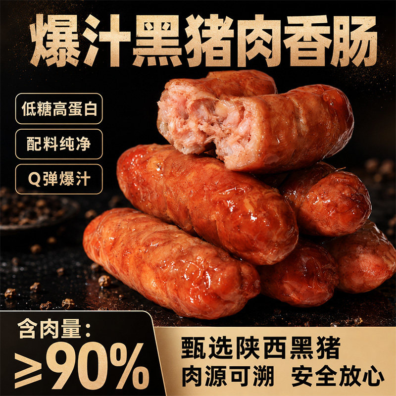 一号农场Q弹爆汁黑猪肉肠高蛋白