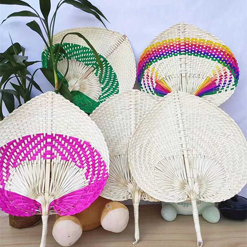 古风竹编手工编织扇子夏季扇文艺纳凉蒲扇创意手摇彩色传统扇