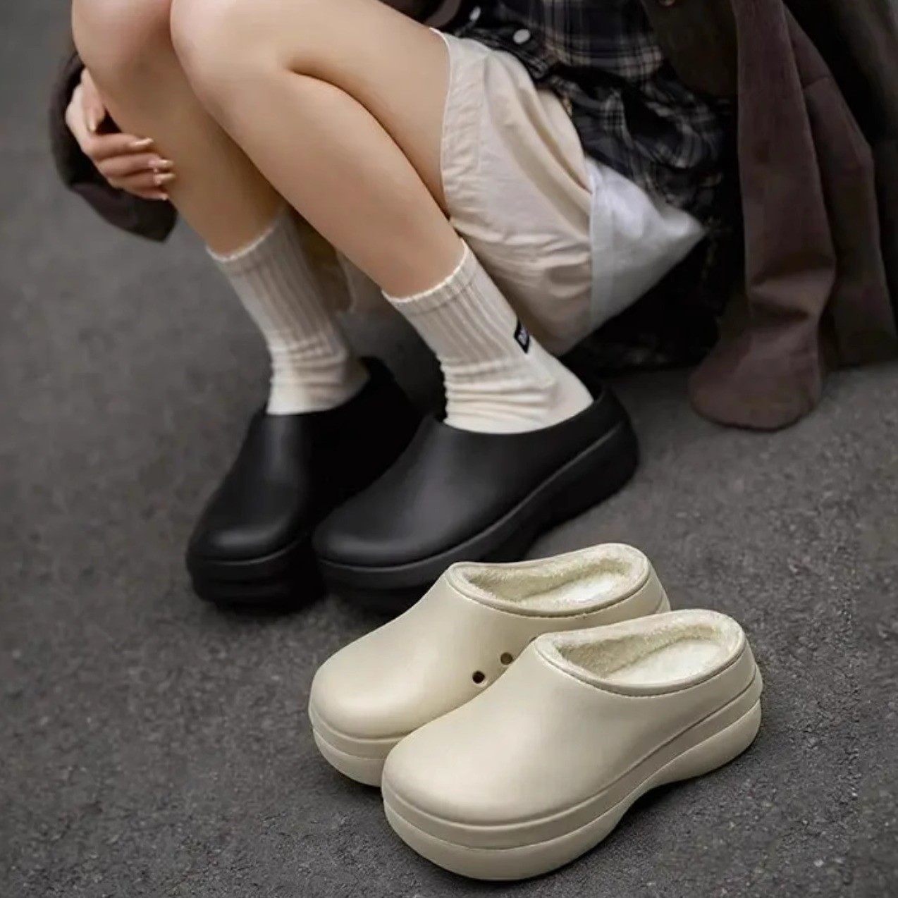 攸朴一脚蹬厨师鞋冬季新款透气保暖增高软底防滑舒适外穿包头拖鞋,女鞋,时尚休闲鞋,淘宝优惠券,粉丝福利购,淘宝优惠卷