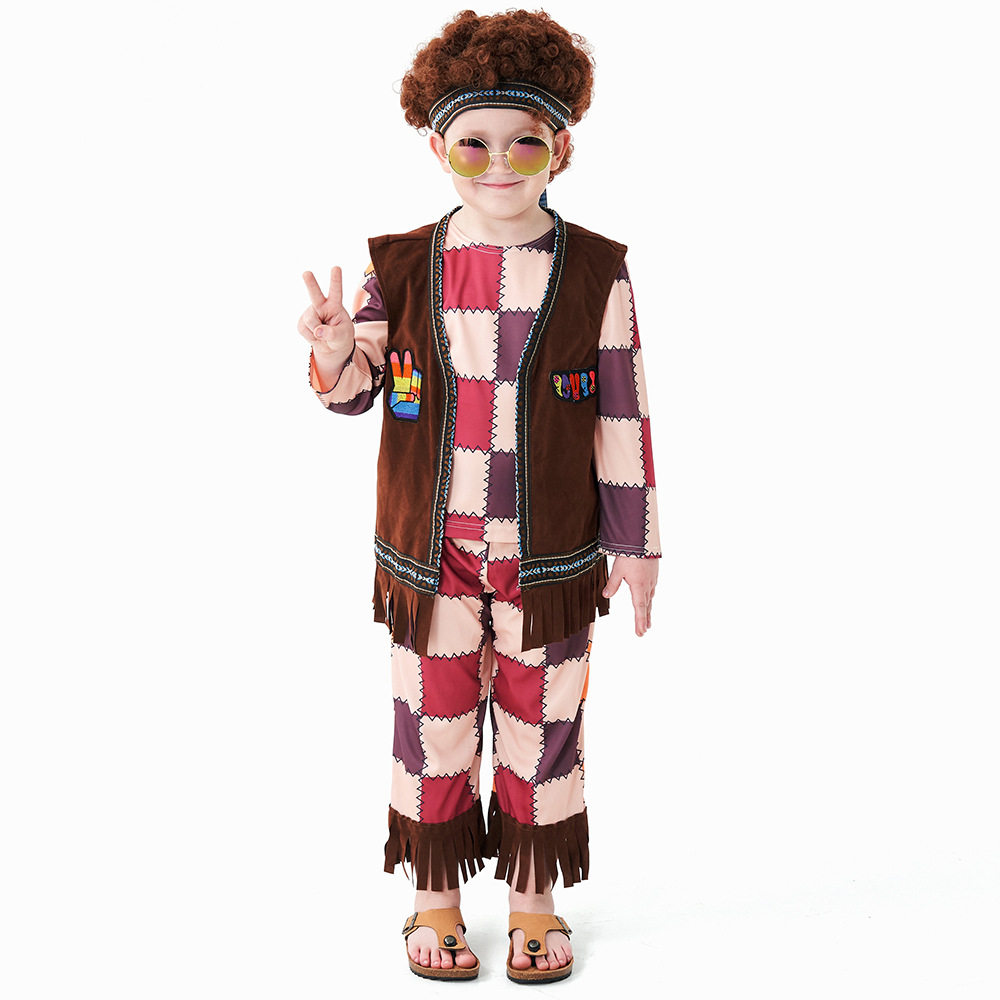 六一儿童节嘻哈格子服表演衣服
