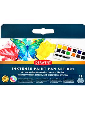 英国【DERWENT得韵旗舰店】Inktense 水墨颜料旅行盘套装12色/24色 2306243