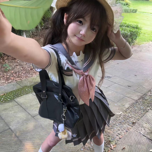 张不烦原创【宅喵物语】正版灰粉jk制服夏季小猫短袖学院风水手服
