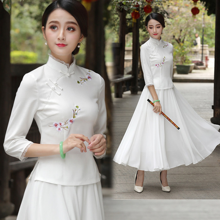 夏装中式复古中国风旗袍上衣改良时尚短款民国女装夏唐装汉服禅服