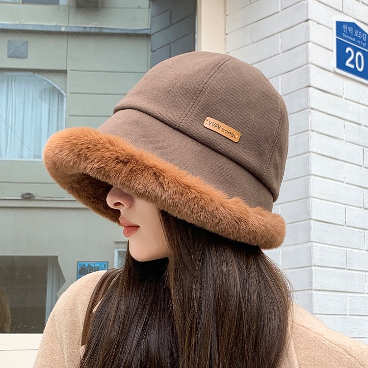 冬天遮阳帽毛绒渔夫帽子女冬季户外东北帽加绒加厚百搭保暖护耳日
