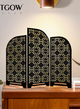 《花鸟图》桌面屏风摆件新中式中古风餐边柜摆画卧室餐厅装饰画