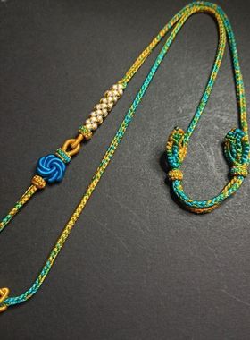 爆款千里江山编绳手工编绳玉佩吊坠绳桃花结项链和田玉吊坠项链