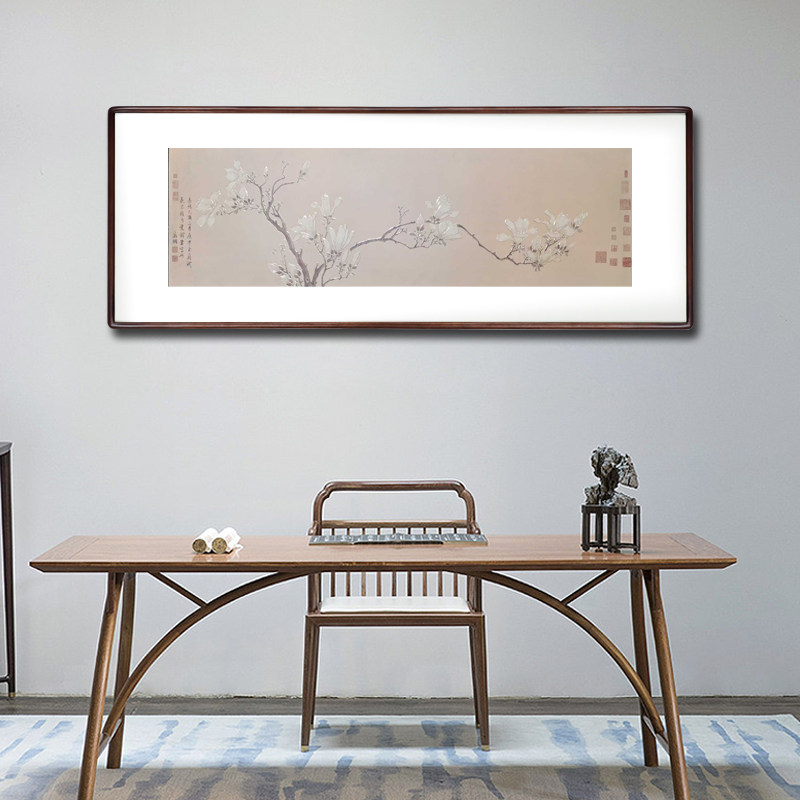 新中式玉兰花手工铜雕画客厅书房铜雕画