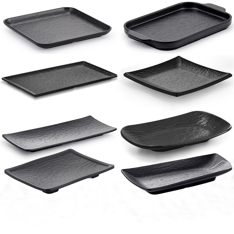 黑色盘子烤肉盘火锅菜盘耐摔加厚