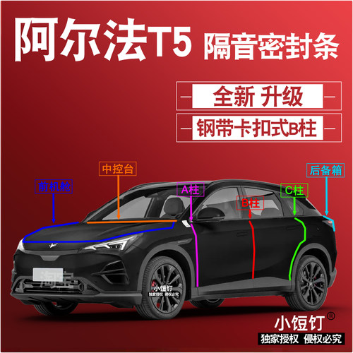 极狐阿尔法T5隔音密封条ABC柱卡式中控台前机舱后备箱配件改装饰