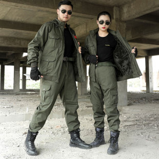 迷彩服套装男冬季加厚加绒户外战术军迷服装军绿工作服劳保服男款