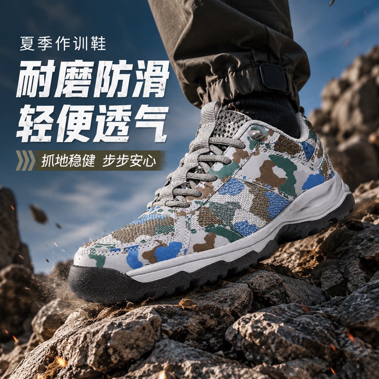 迷彩训作鞋男户外训练鞋耐磨透气超轻跑步鞋野外体能训练鞋解放鞋