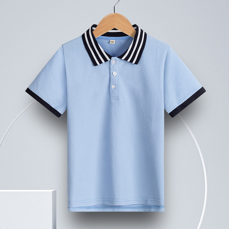 艾顿校服中小学生夏季翻领短袖T恤男女童条纹衣领校服套装