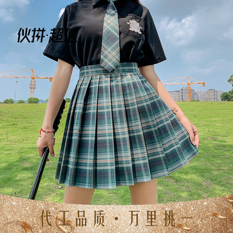 JK格子裙日系裙正版套装高腰原创学院风百褶裙学生制服裙校服裙女