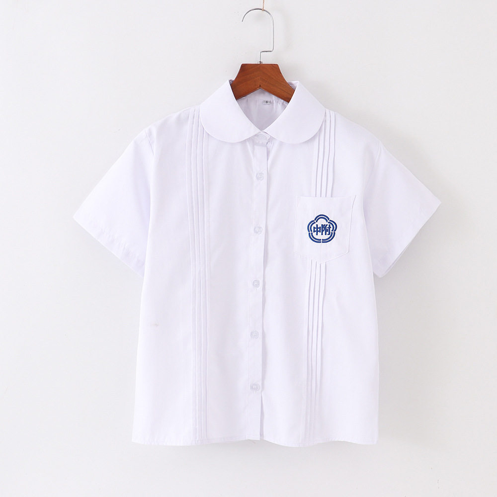 台湾师大附中衬衫同款校服衬衫附中刺绣短袖衬衫 风琴褶衬衫