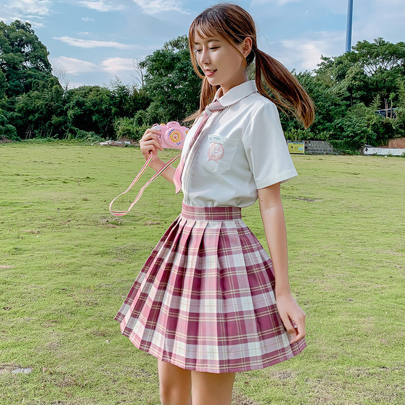 JK格子裙日系裙正版套装高腰原创学院风百褶裙学生制服裙校服裙女