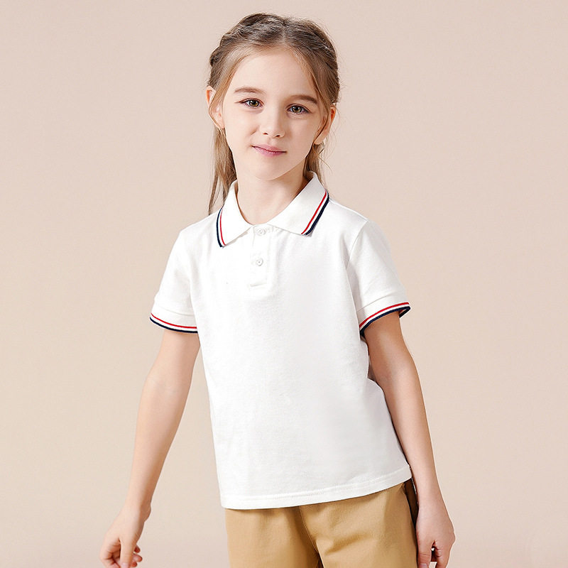 外贸女童T恤短袖纯棉儿童t恤洋气女童POLO裙中大童polo衫校服园服