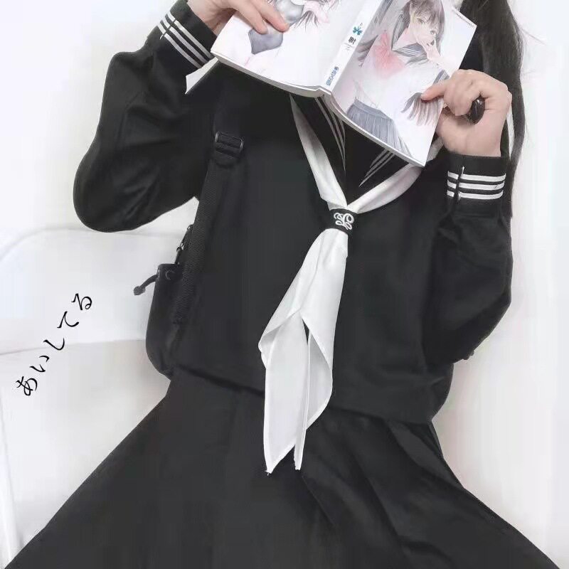 厂家供应日系JK制服款黑三本基础水手服校服学院风春秋套装女