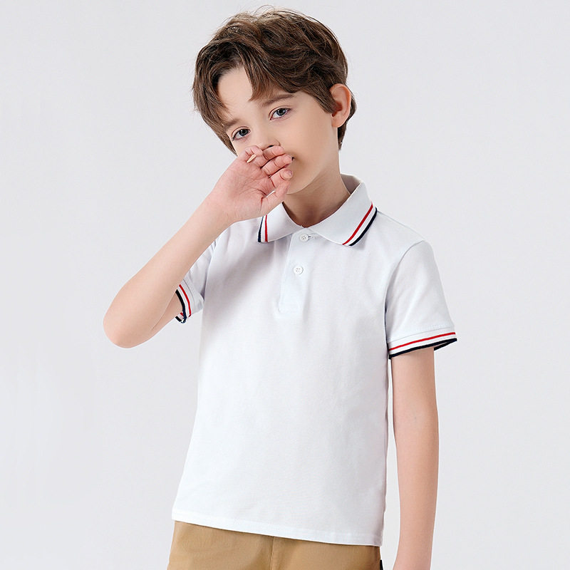 100%纯棉男童T恤短袖儿童t恤夏季薄款男童POLO衫女童T恤校服园服