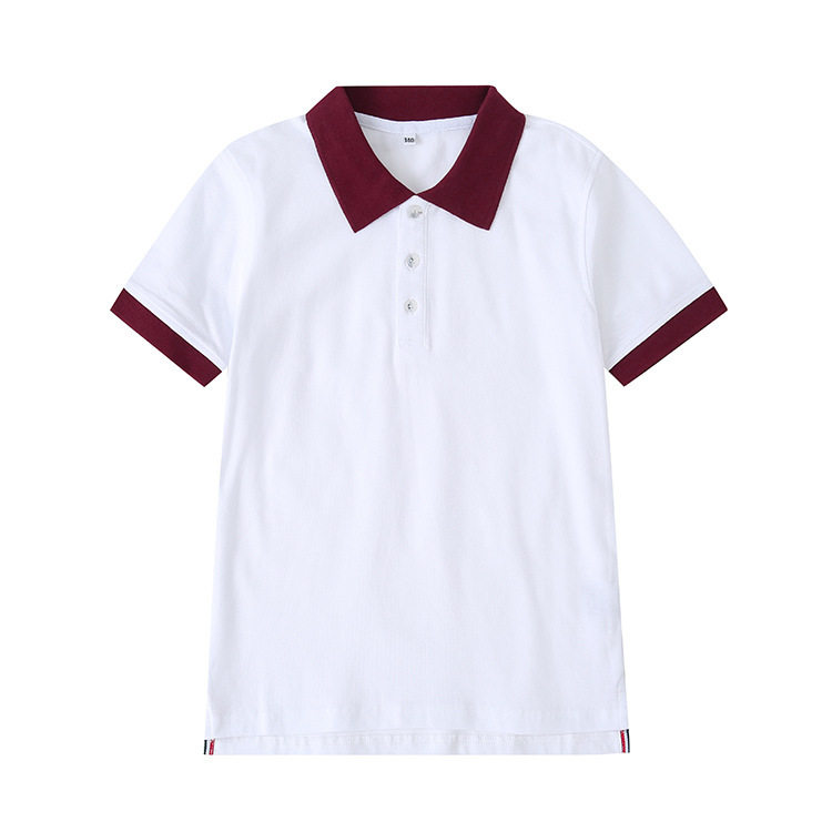 中小学生校服学院风英伦风园服夏装白色短袖上衣纯色衣领袖口