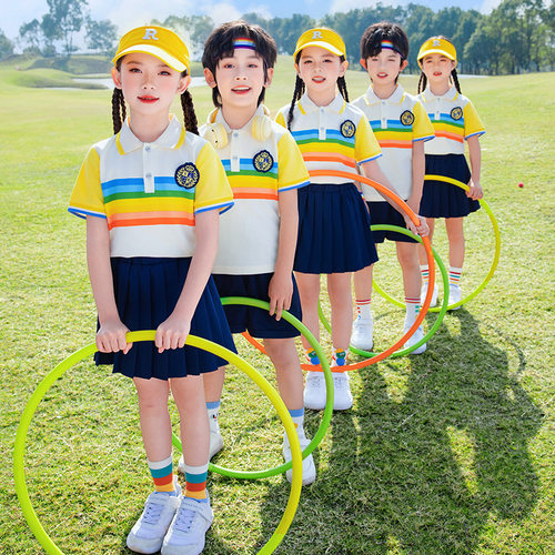 夏季小学生校服毕业照班服短袖套装儿童学院运动会幼儿园园服团体