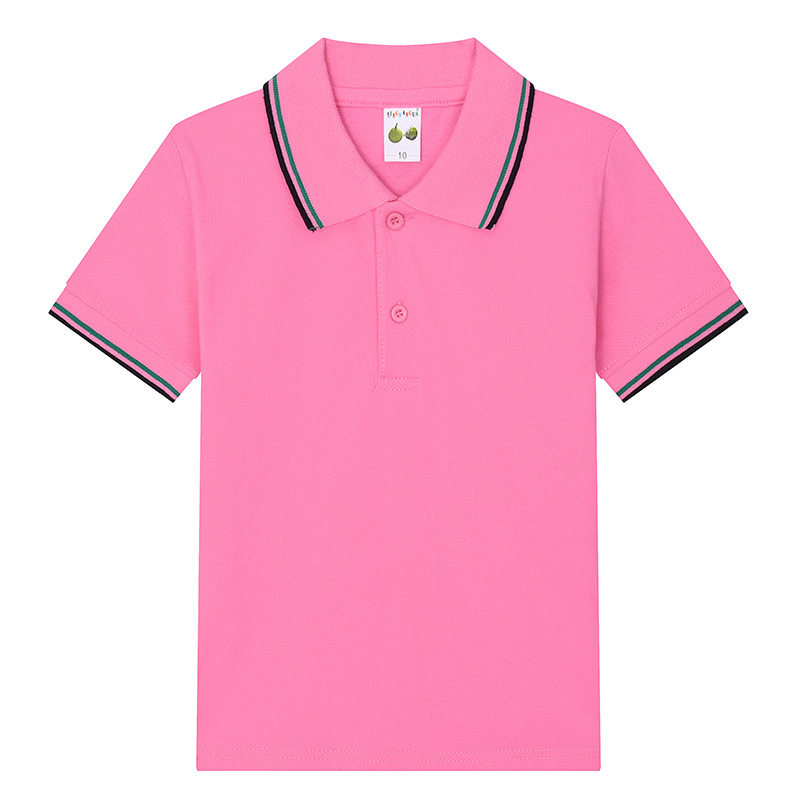 中学生校服纯棉短袖夏季儿童POLO衫T恤白色翻领中大童小学生校服