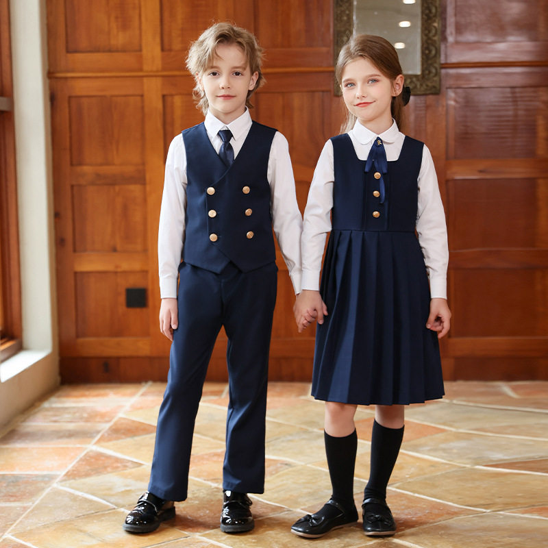 小学生校服春秋儿童班服英伦风幼儿园园服马甲衬衫长袖套装演出服