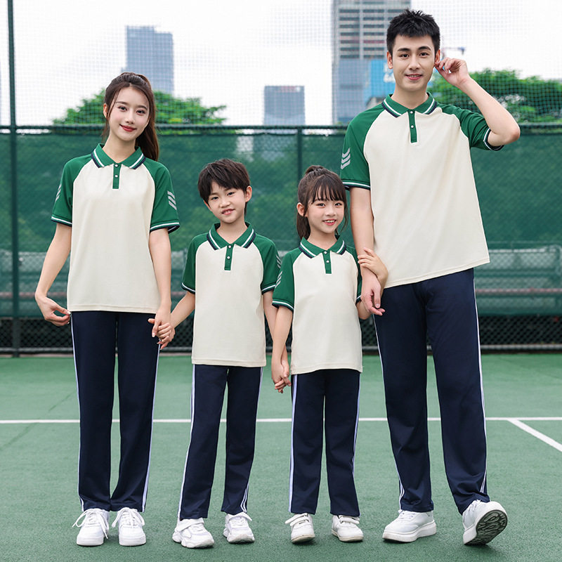夏季初中生校服套装中学生短袖高中生大学运动服POLO衫班服红色定
