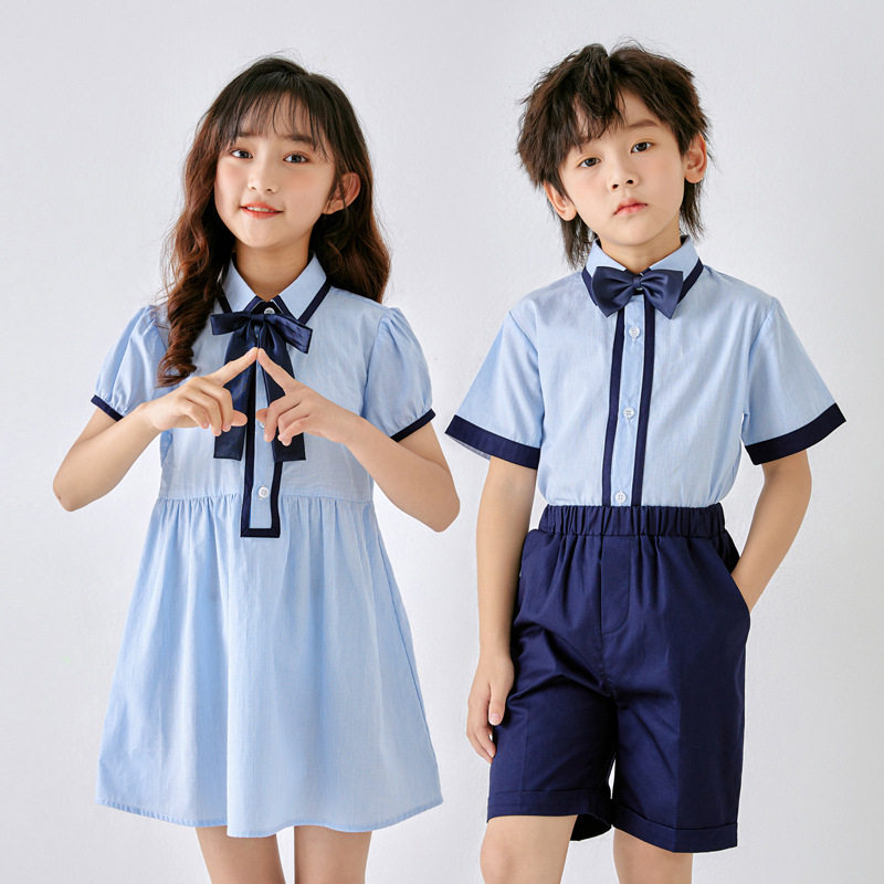 幼儿园毕业服英伦风小学生校服班服六一表演服短袖套装学院风
