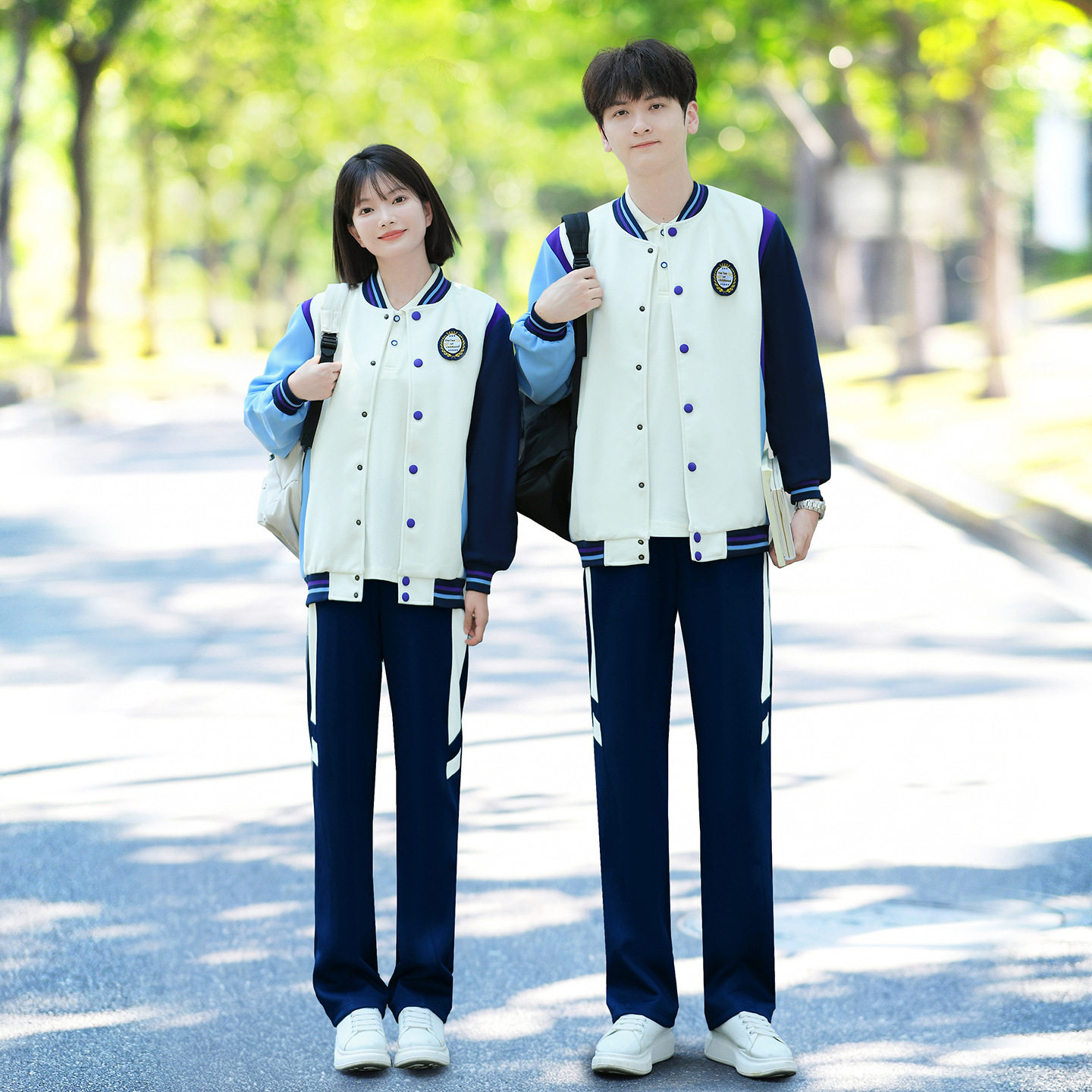 校服套装初高中大学生秋季英伦学院风棒球服三件套校园运动会班服