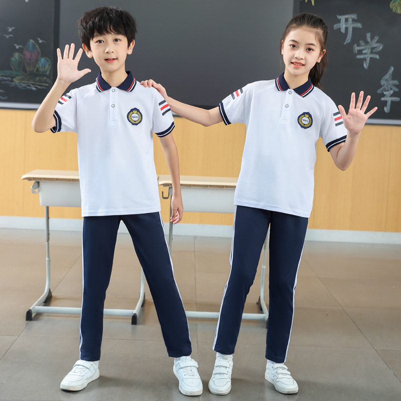 中学生校服夏季短袖套装初高中大学班服男女T恤运动表演服出场服