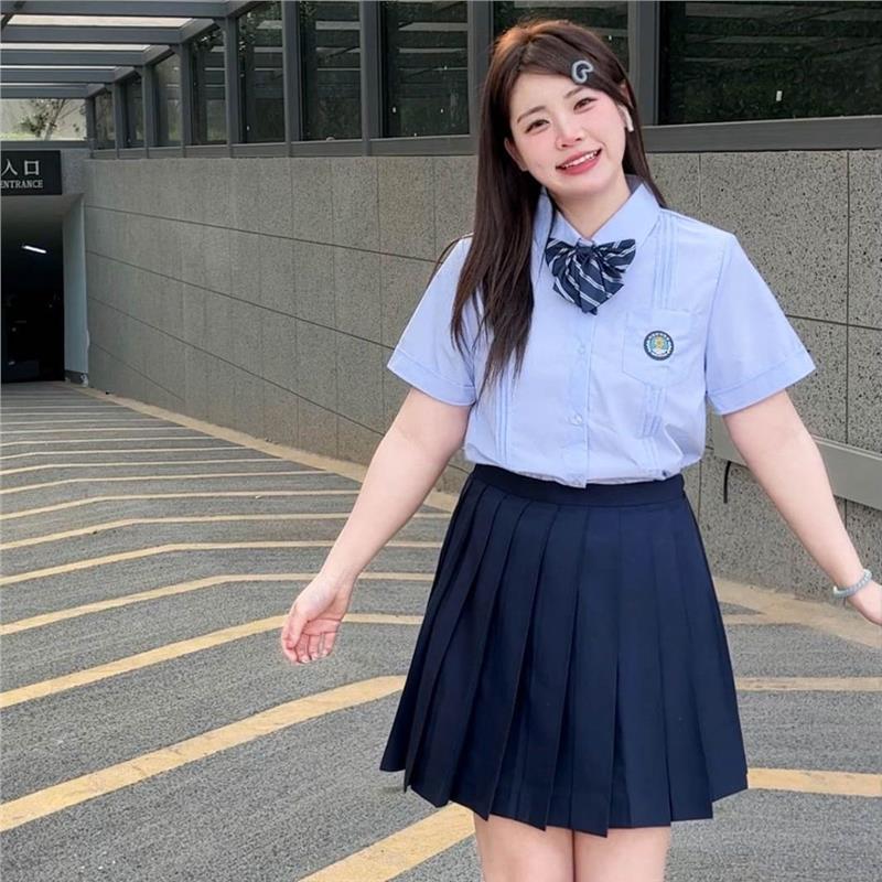 夏季泰式校服jk衬衫短袖日系学院琴原创校园风学生百褶裙衬衣套装