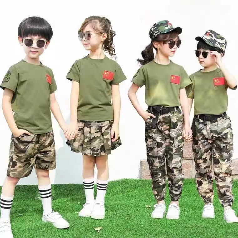 儿童迷彩服套装夏令营拓展大中小学生军训服装校服短袖作训服夏装