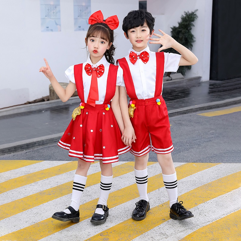六一儿童演出服2021新款闪亮的小红星舞蹈服女童学生表演服合唱