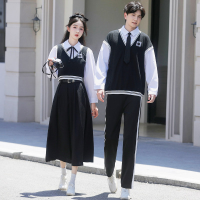 2024初中生高中生学院风假两件表演服秋季学生班服套装一件代发