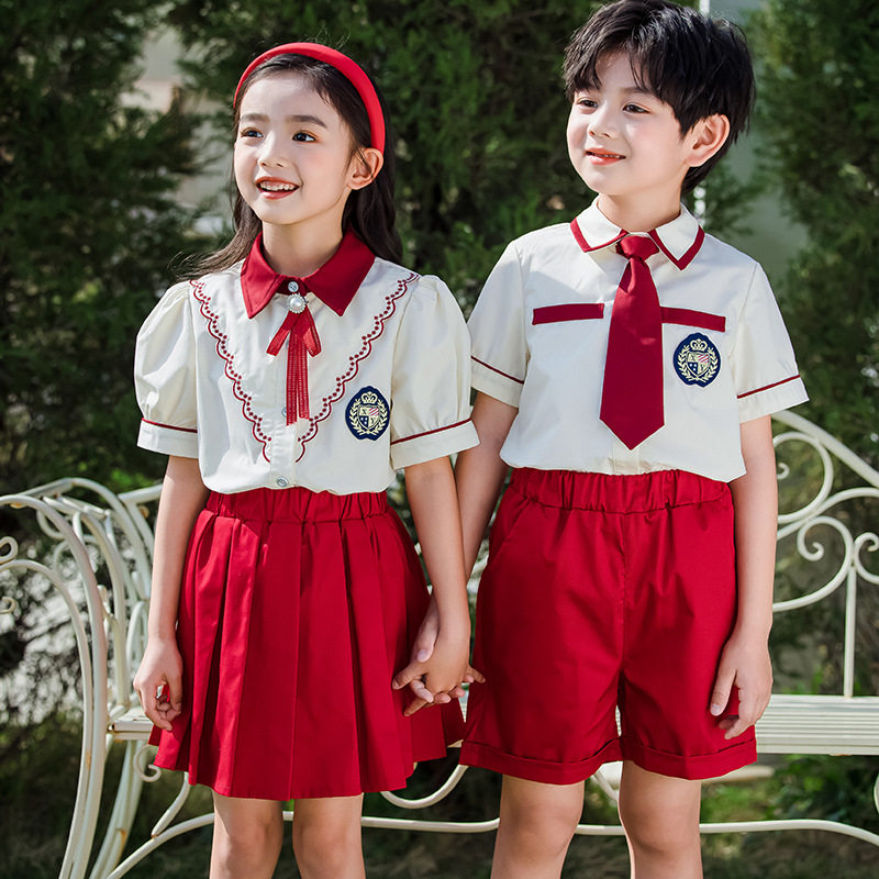 幼儿园园服拍照套装小学生纯棉班服英伦风儿童校服大班毕业服夏装
