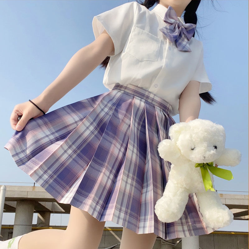 日系正统JK制服套装春夏新款衬衫百褶裙格子裙女裙学生校服学院风