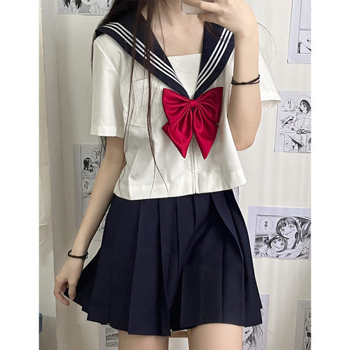 日系jk制服白三本基础款套装学院风学生校服女水手服百褶裙短裙夏