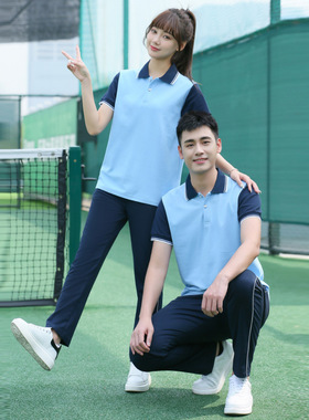 夏季学生校服运动套装初高中生短袖班服两件套休闲翻领时尚POLO衫