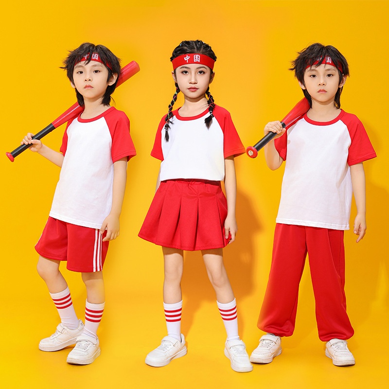 国庆儿童啦啦队演出服 幼儿园小学生班服大合唱表演服装男童女童