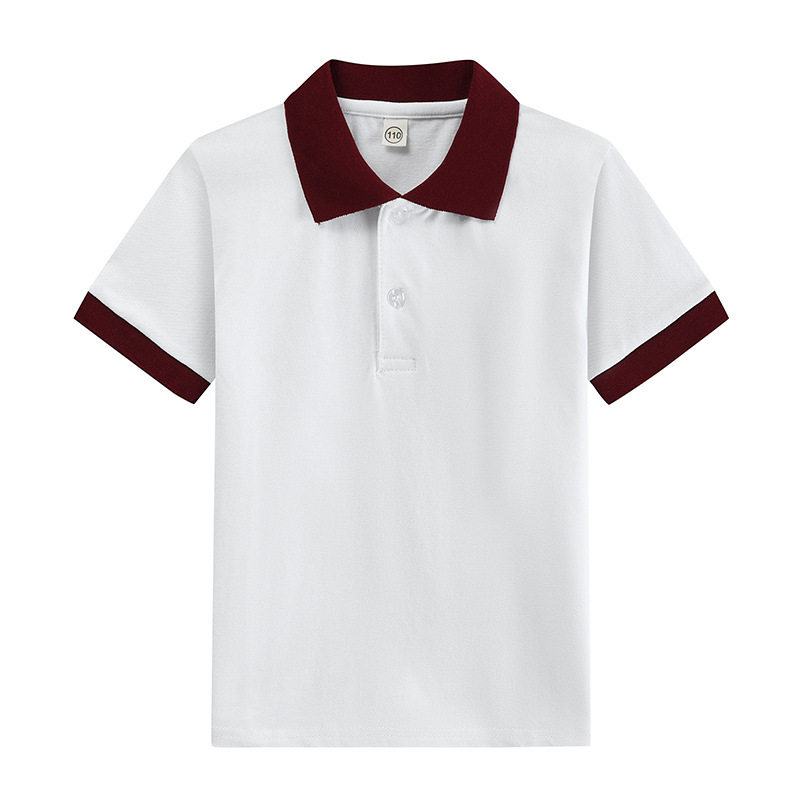 儿童白色POLO衫T恤夏季中小学生校服短袖幼儿园园服体恤纯棉夏装