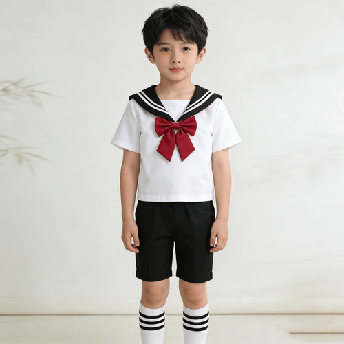 儿童套装水手服小学生JK制服女童格子裙日系风格校服班服演出套装