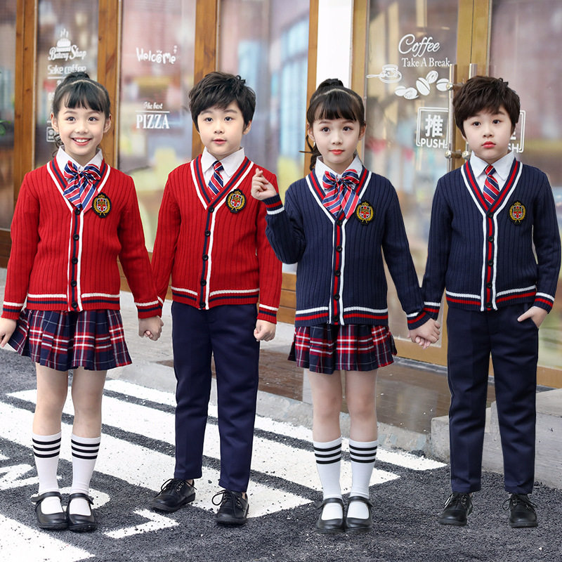 春秋套装英伦学院风幼儿园服毛衣开衫儿童班服小学生校服秋冬装