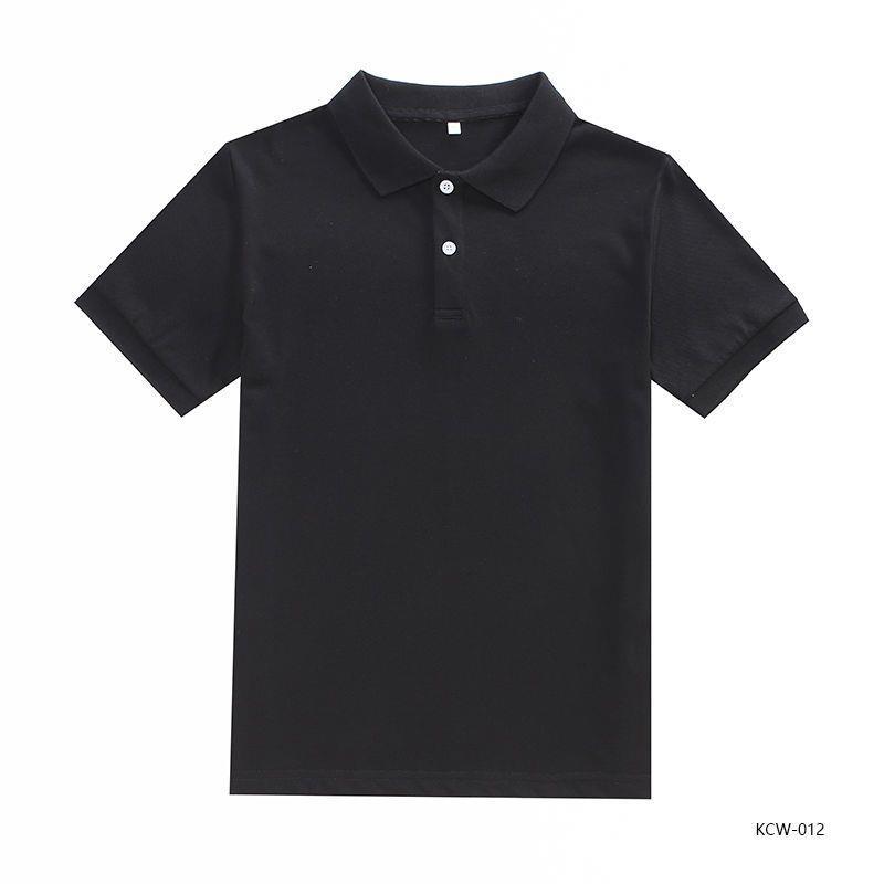 2022儿童短袖T恤纯黑色男童班服半袖女童校服polo衫夏季透气