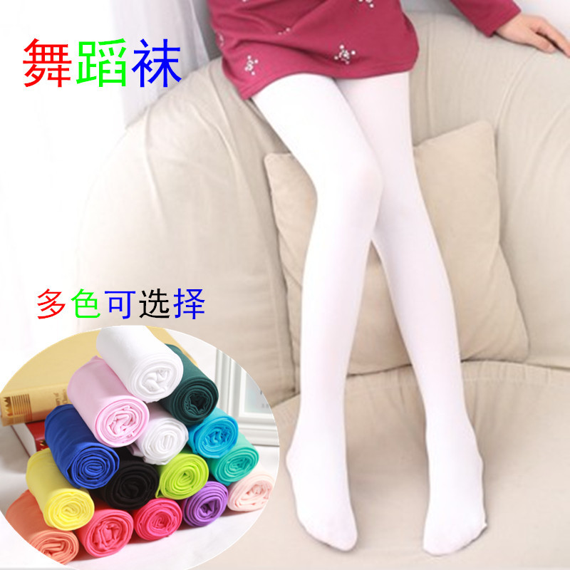 春夏款儿童连裤袜天鹅绒彩色校服袜大女童舞蹈袜六一表演白色丝袜
